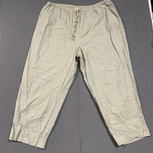 Kathie Lee Woman LT. SAGE Linen Blend Cropped Pants Plus Size 26W 28W Drawstring
